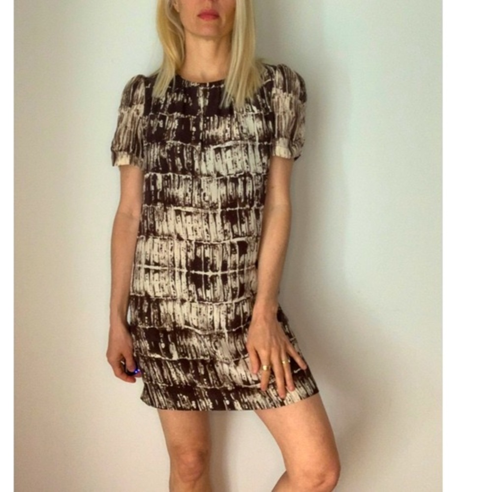 Twelfth Street by Cynthia Vincent Mini Block Print Batik Silk Dress 0 XS
